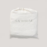 Olive Stripe 100% French Flax Linen Cot Sheet