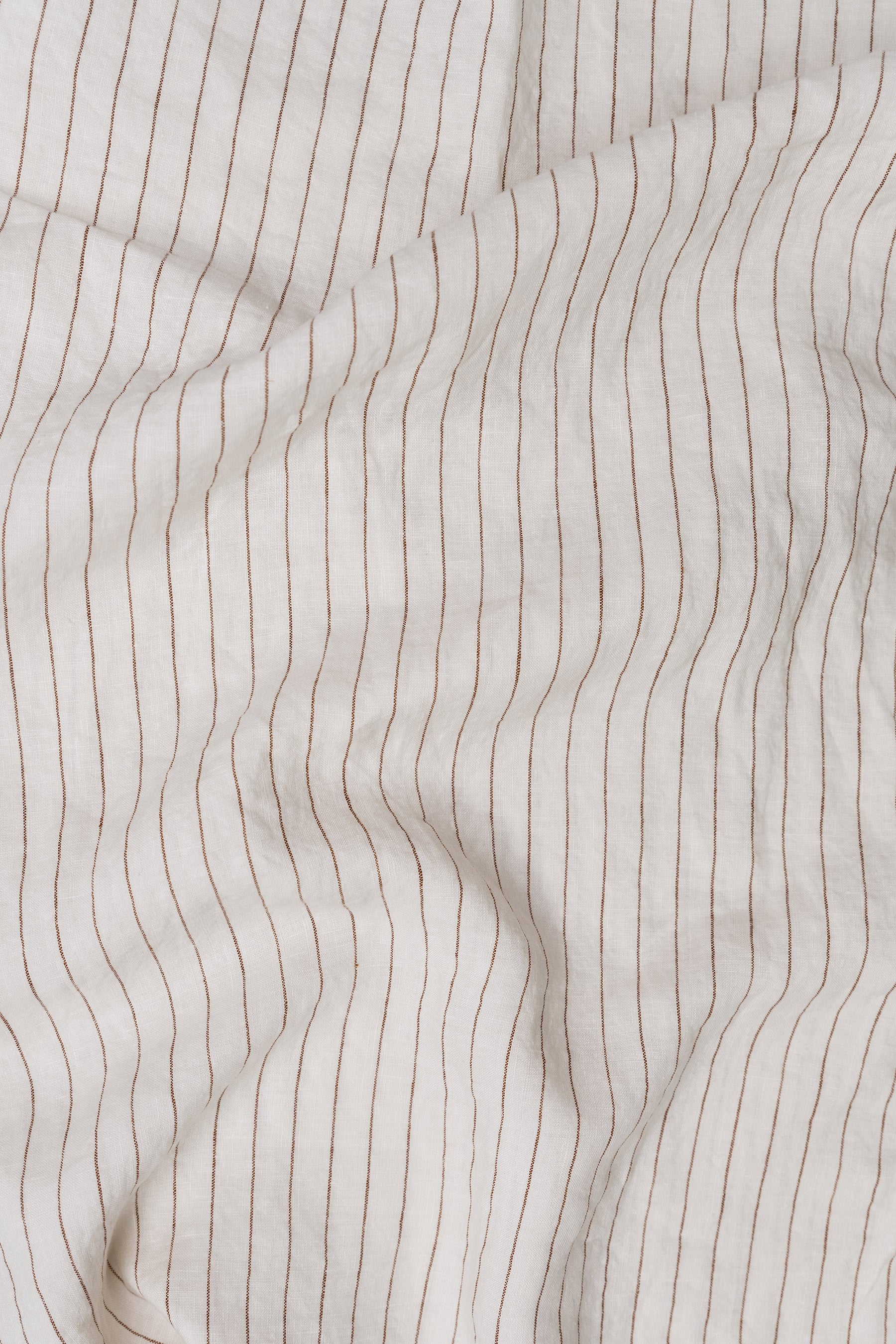 Coffee Stripe 100% French Flax Linen Sheet Set