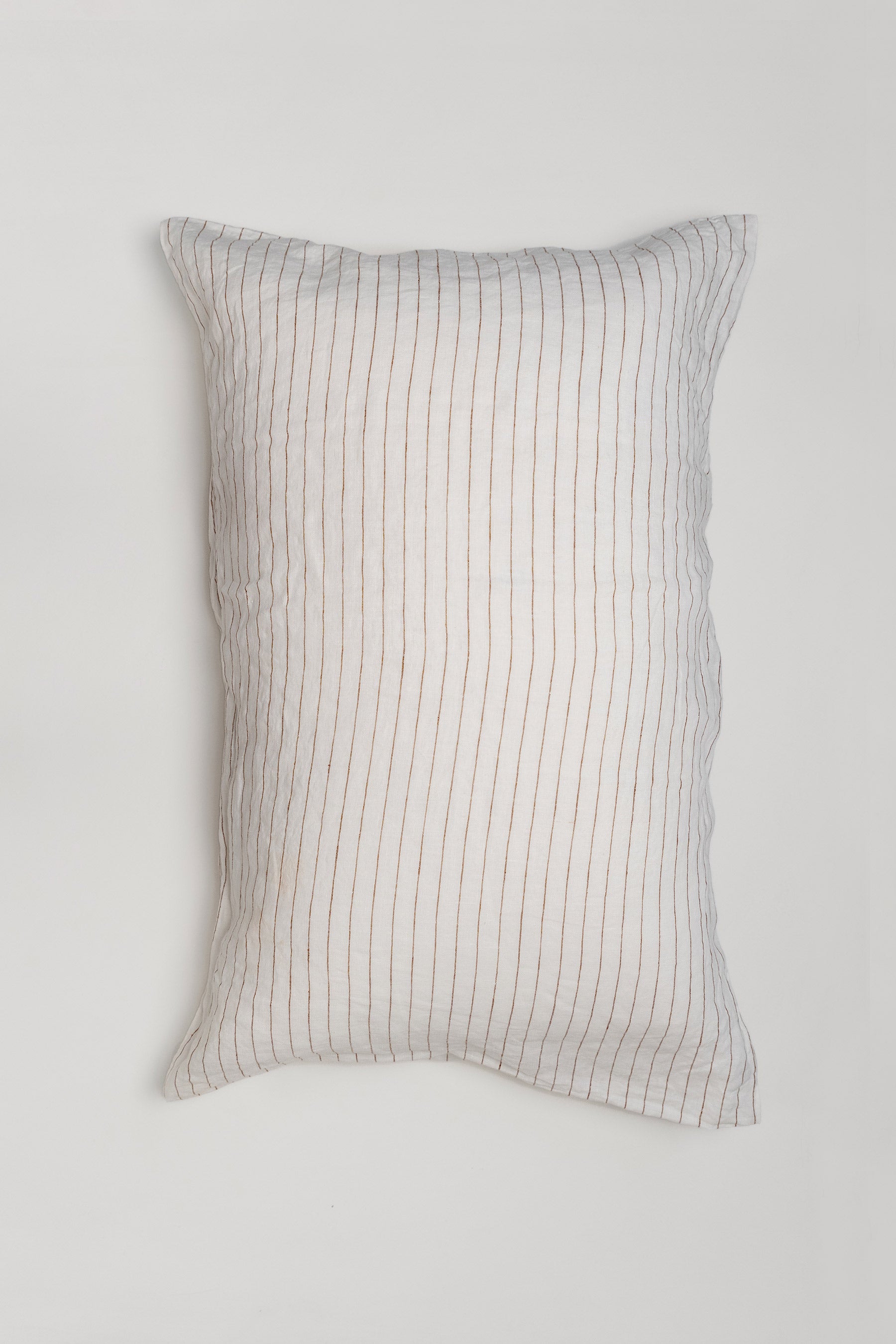 100% French Linen Pillowcase Pair- Cocoa Stripe main image 1